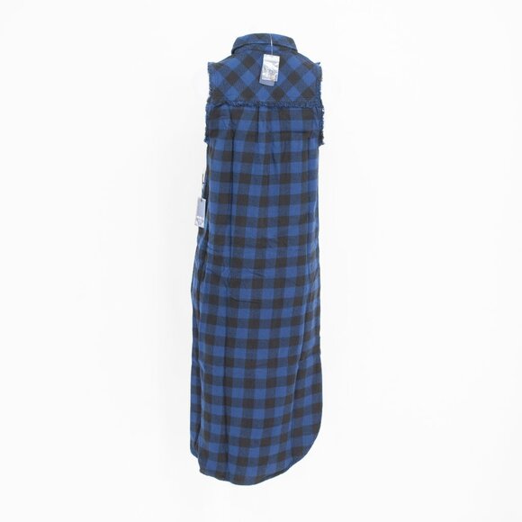 Forever 21 Blue Black Buffalo Check Sleeveless Shirt Dress Size L - Picture 1 of 3